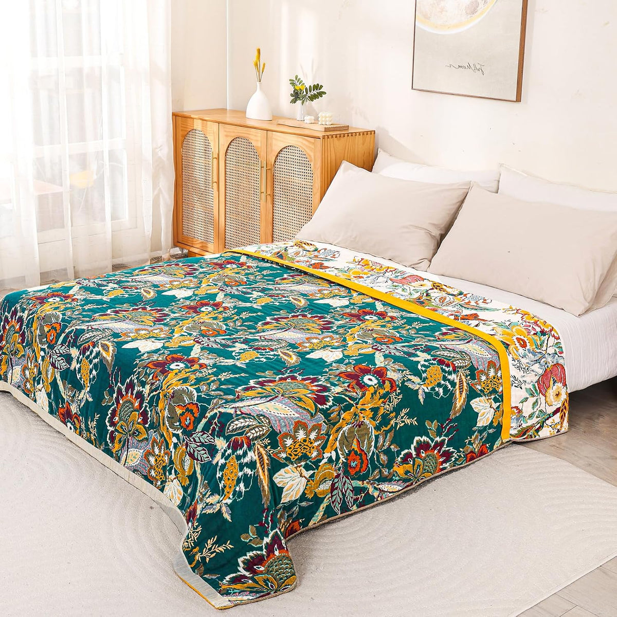 100% Cotton Sofa Throw Blanket,Double-Sided Bedspreads Double Size
