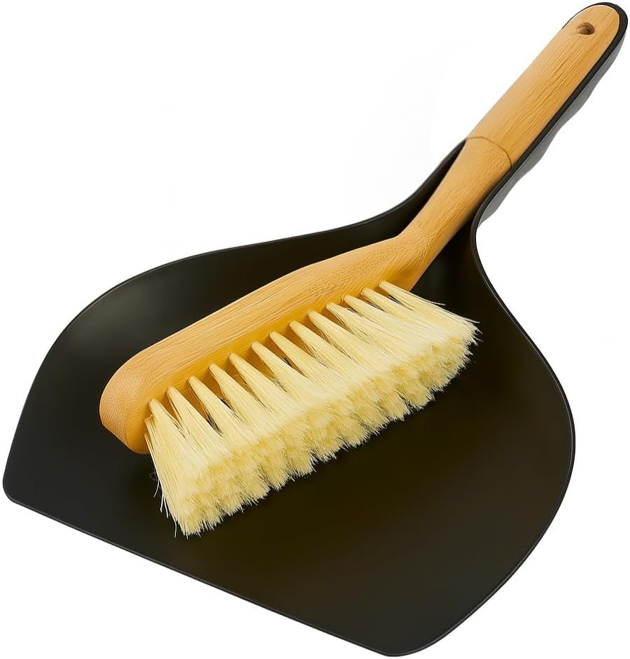 BEST HOUSE | Bamboo Dustpan & Brush Set | Eco Friendly | Sturdy Bamboo Handle | Kitchen and Household Cleaning