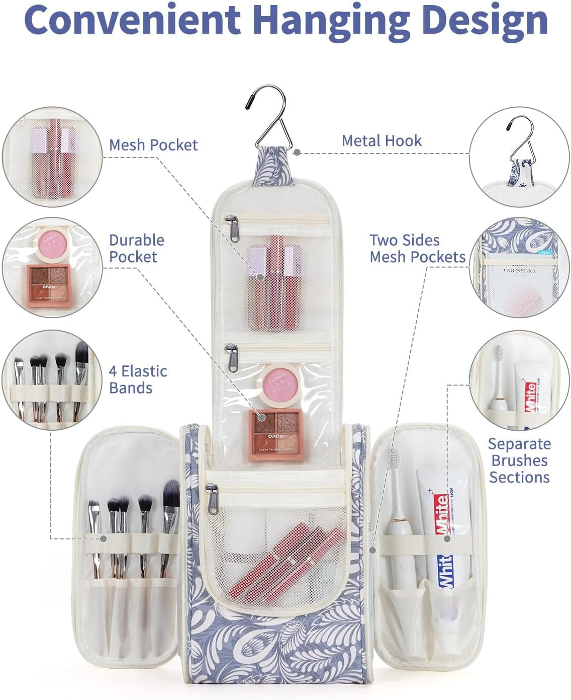 Hanging Toiletry Bags for Women, Travel Wash Bag for Toiletries