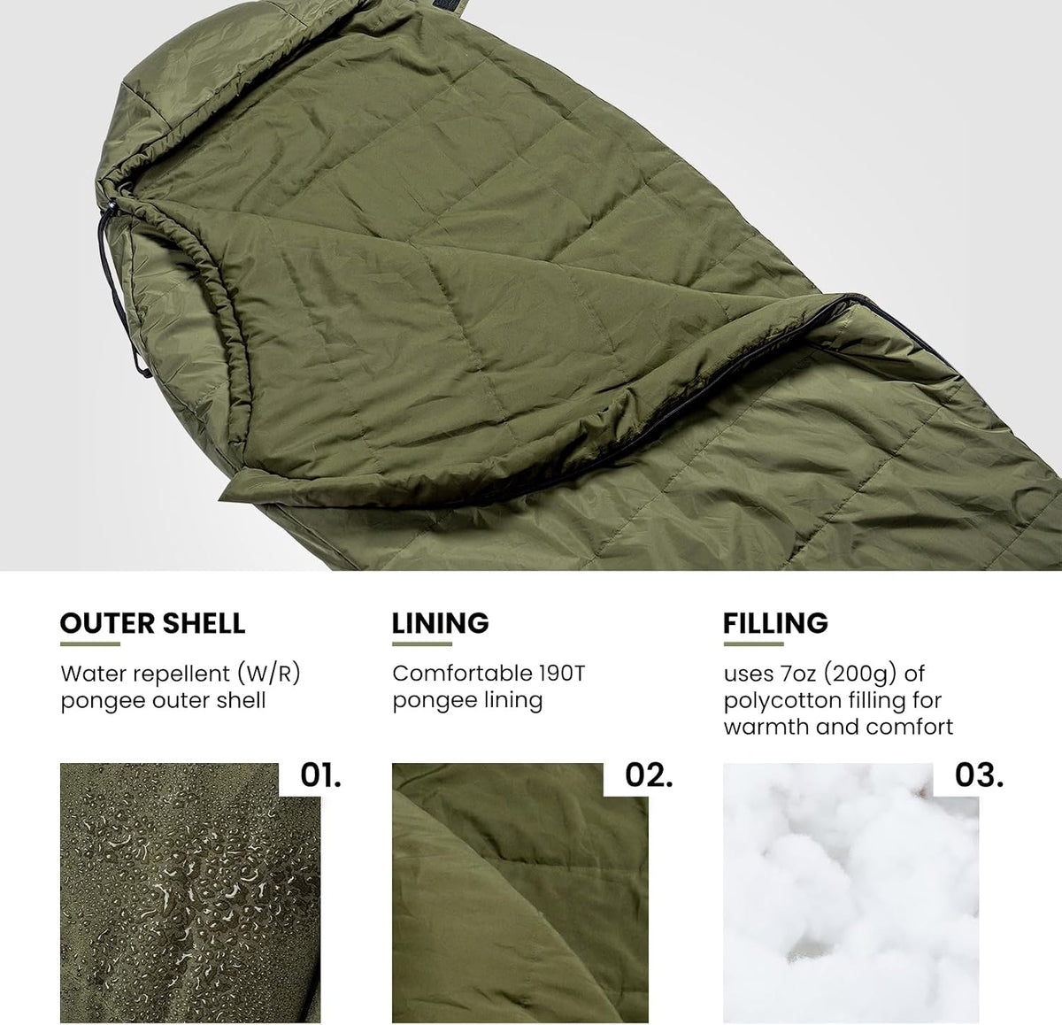 Bushcrafter’S Sleeping Bags, Mummy Sleeping Bag for Camping Hiking Backpacking, Survival Gear