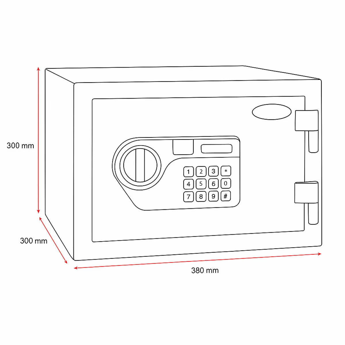 Compact 300x380mm digital safe with keypad, ideal for van life security and storage