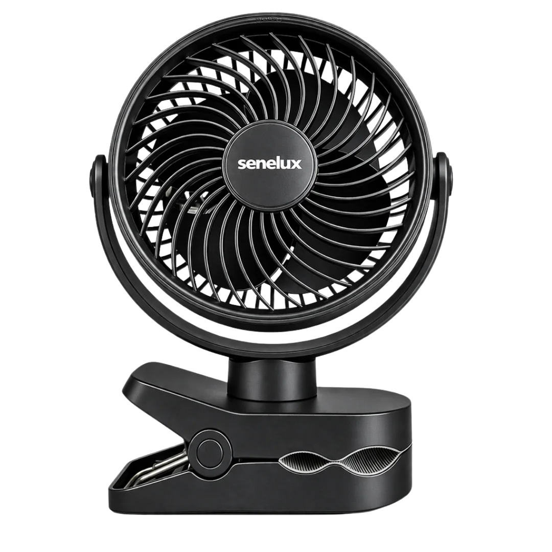 Senelux clip-on fan for van life, camping, and outdoor adventures – compact, portable cooling essential