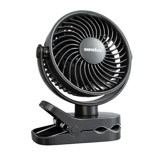 Senelux clip-on fan for van life, camping, and outdoor adventures – compact, portable cooling