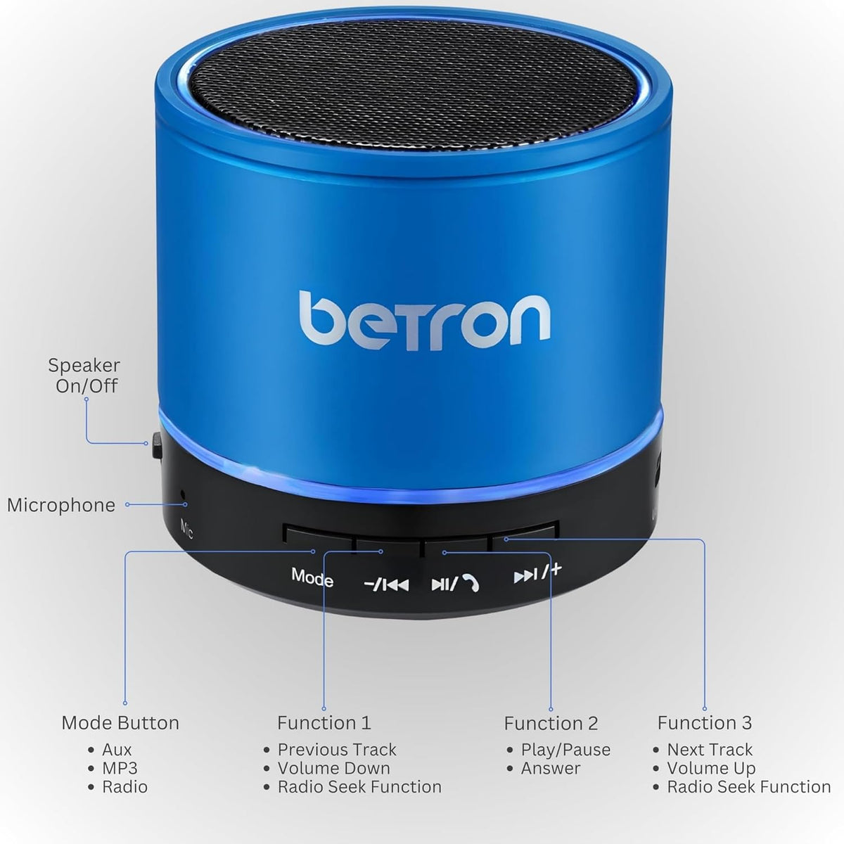 KBS08 Bluetooth Speaker, Wireless, Portable, Mini, Blue