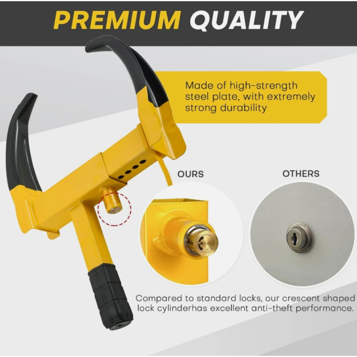 Yellow premium van door lock with high-strength steel, anti-theft crescent cylinder for camper van security