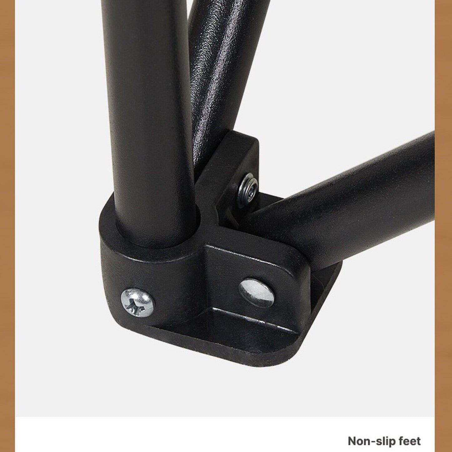 Black van life table leg with non-slip feet and secure metal joints for camper van accessories