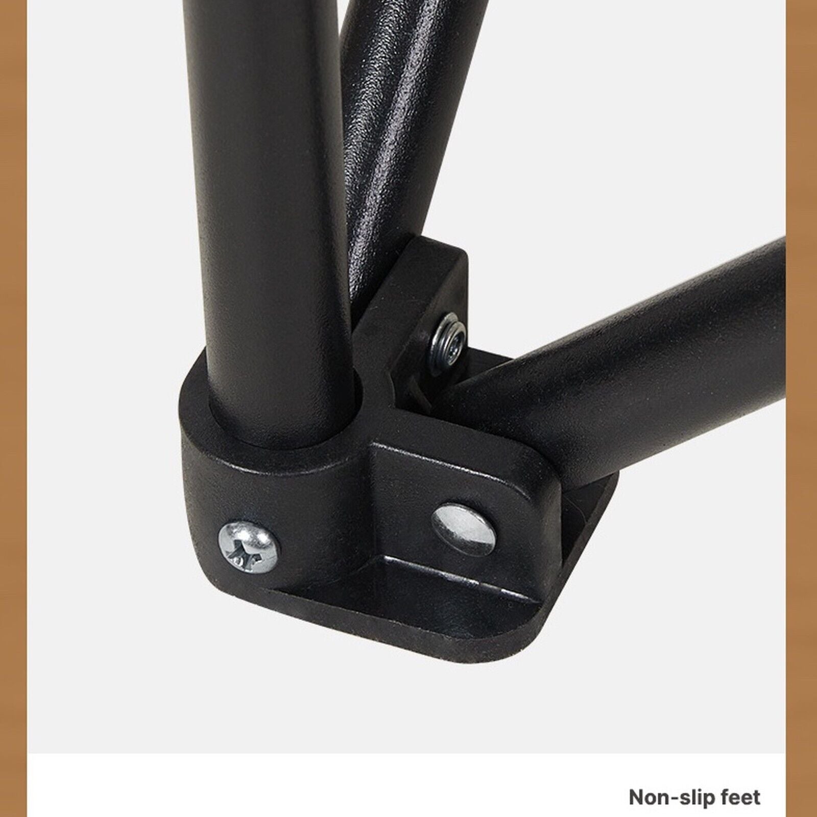 Black van life table leg with non-slip feet and secure metal joints for camper van accessories