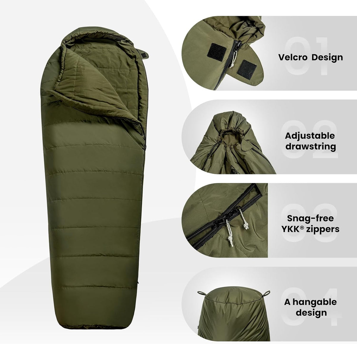 Bushcrafter’S Sleeping Bags, Mummy Sleeping Bag for Camping Hiking Backpacking, Survival Gear
