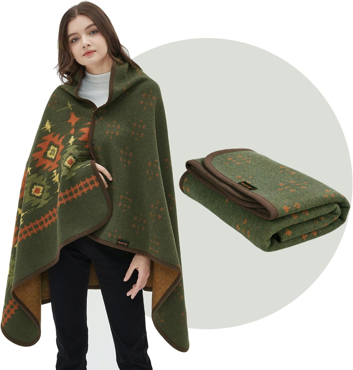 Portable Cuddly Blanket Merino Wool Blanket Warm Blanket TV Blanket Cuddly Blanket Wool - Birthday Gifts for Men and Women (160 X 100 Cm, Myers Green