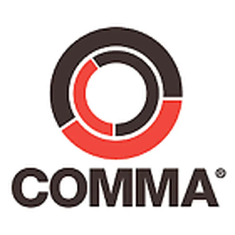 COMMA brand logo with red and black circular design