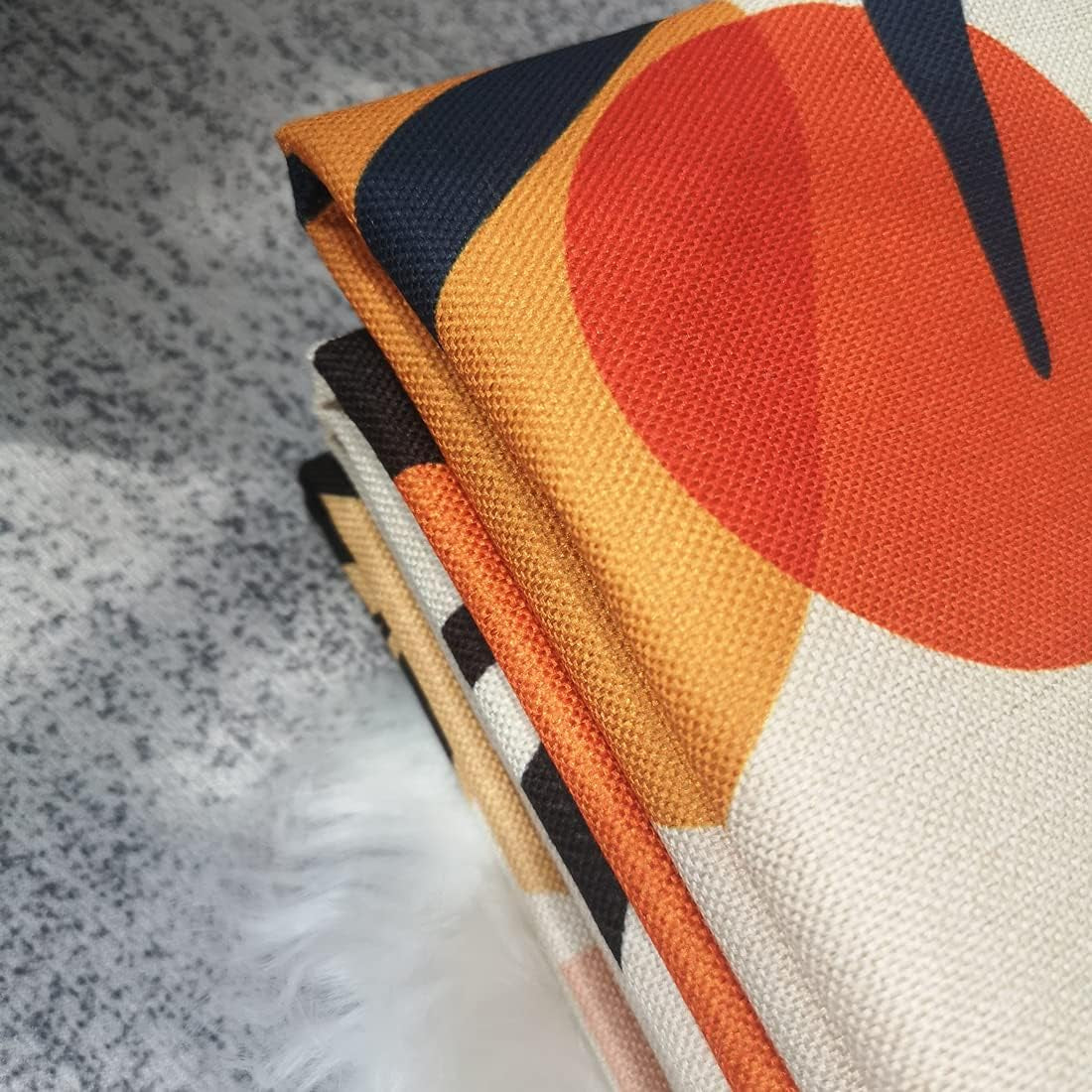 Orange Botanical Cushion Covers – 4 Pack, 50cm – orange print fabric close-up