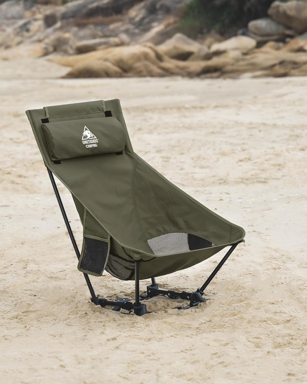 Dragonhide Oversized Camping Chair with Pillow Design, Comfortable Widened Seat Folding, 275 Lbs Capacity
