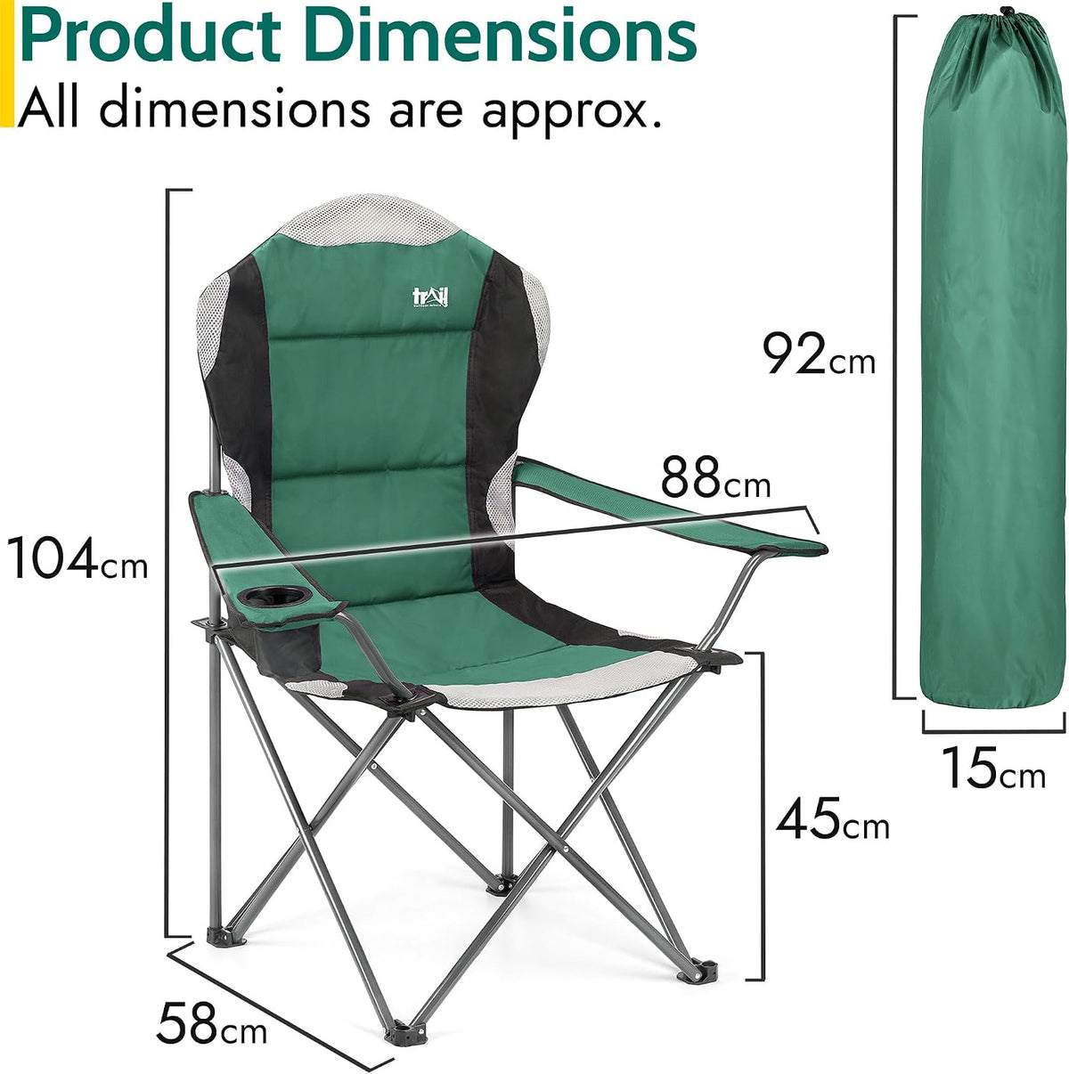Trail Kestrel High Back Camping Chair, Green