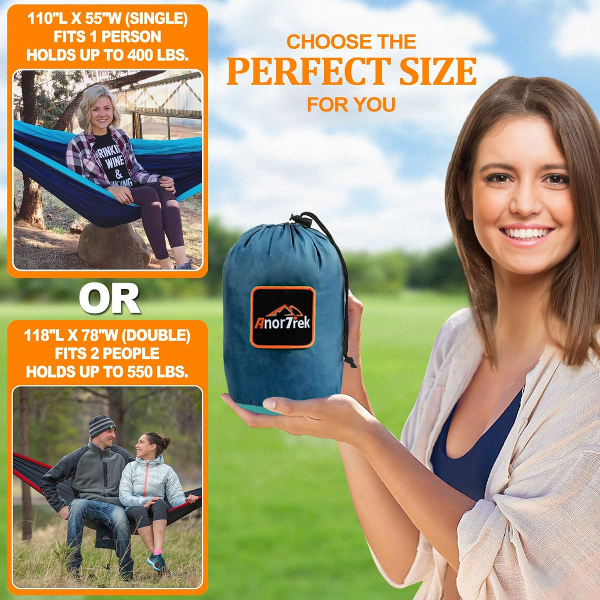 Outdoor Hammock 1-Person 280X140 Cm [250Kg Load Capacity] Ultra-Light Camping Accessory with Tree Straps, Breathable Nylon Travel Hammock for Hiking & Garden