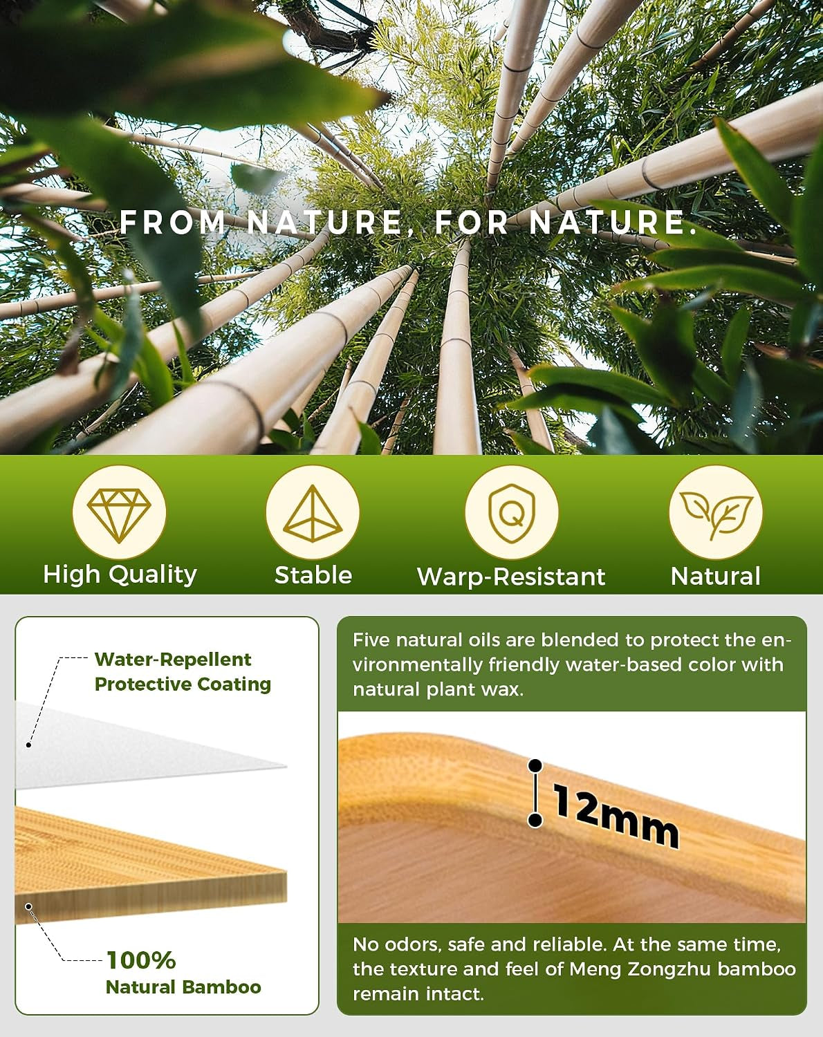 Adjustable Bamboo Camping Table – 80 × 60cm – bamboo surface illustration