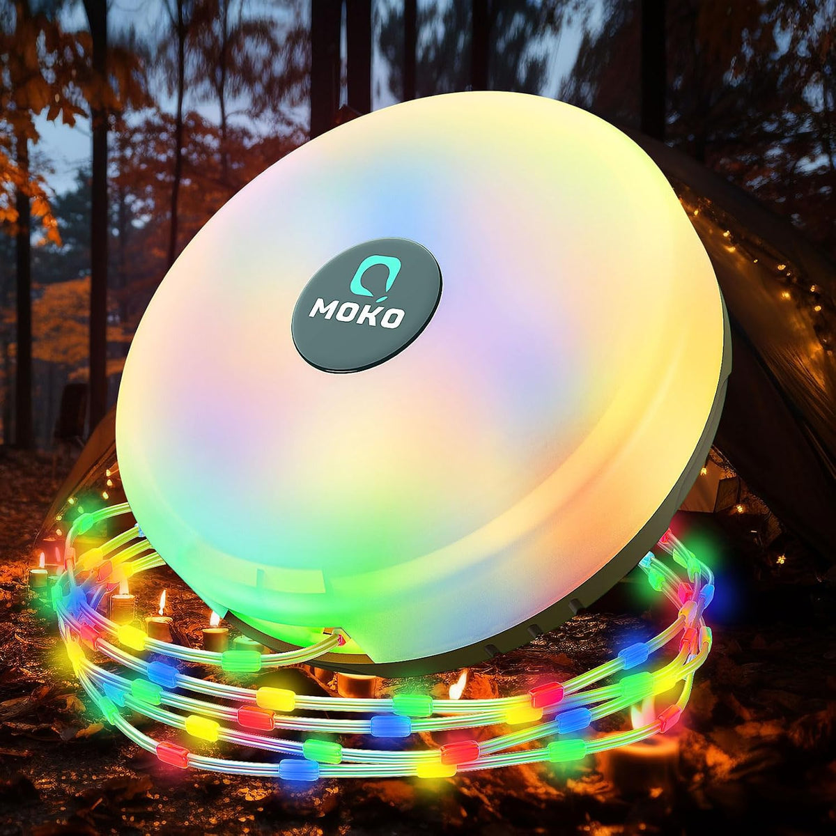 Camping String Light 32.8Ft, 4-In-1 Rechargeable LED Fairy Lights with 8 Modes & Power Bank, Waterproof Retractable Portable Light for Outdoor Garden Camping BBQ Christmas Decoration