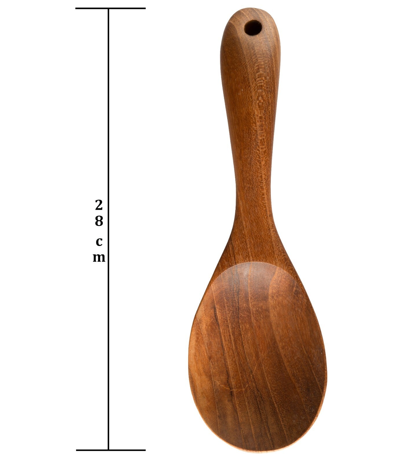 28cm wooden spoon for van life camping kitchen, natural wood utensil with hanging hole