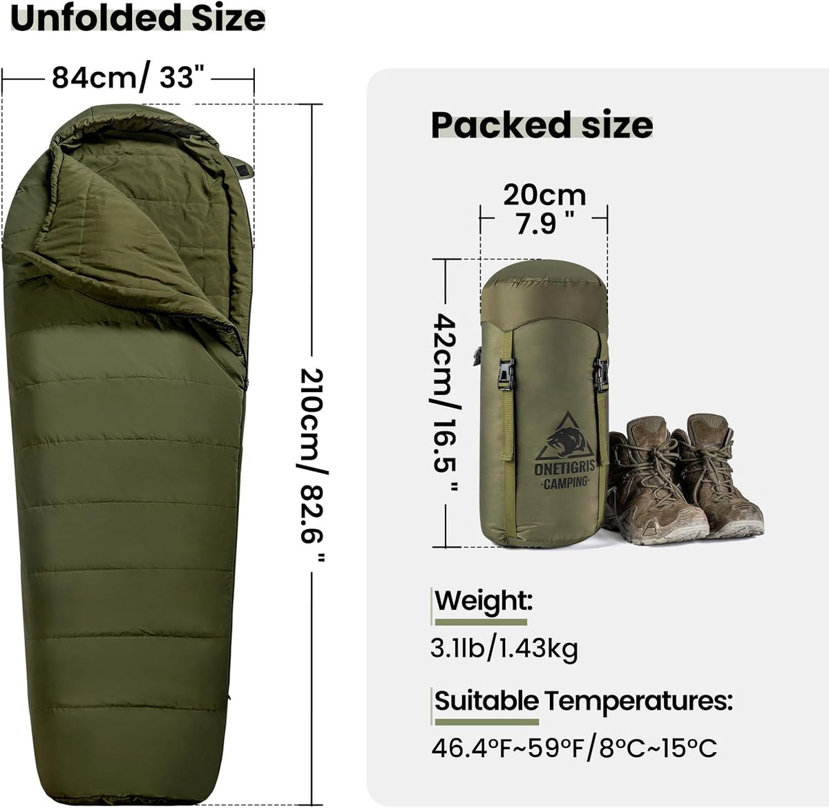 Bushcrafter’S Sleeping Bags, Mummy Sleeping Bag for Camping Hiking Backpacking, Survival Gear