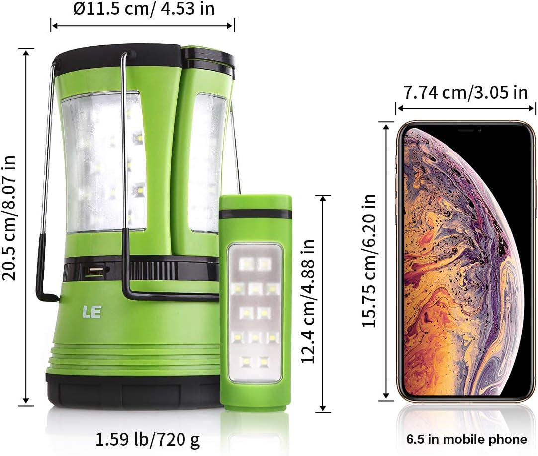 LE 3 in 1 Camping Lantern with 2 Detachable Torches, Rechargeable & Battery