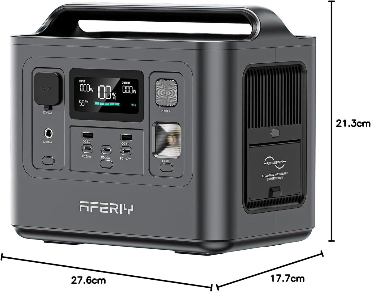 Portable Power Station 800W, 512Wh Power Station Lifepo4 Battery, 1 Hour Fast Charging, AC 220V-240V, UPS, 3500+ Charge Circles, Solar Generator for Camping/Rv/Home Backup, 7-Year Warranty