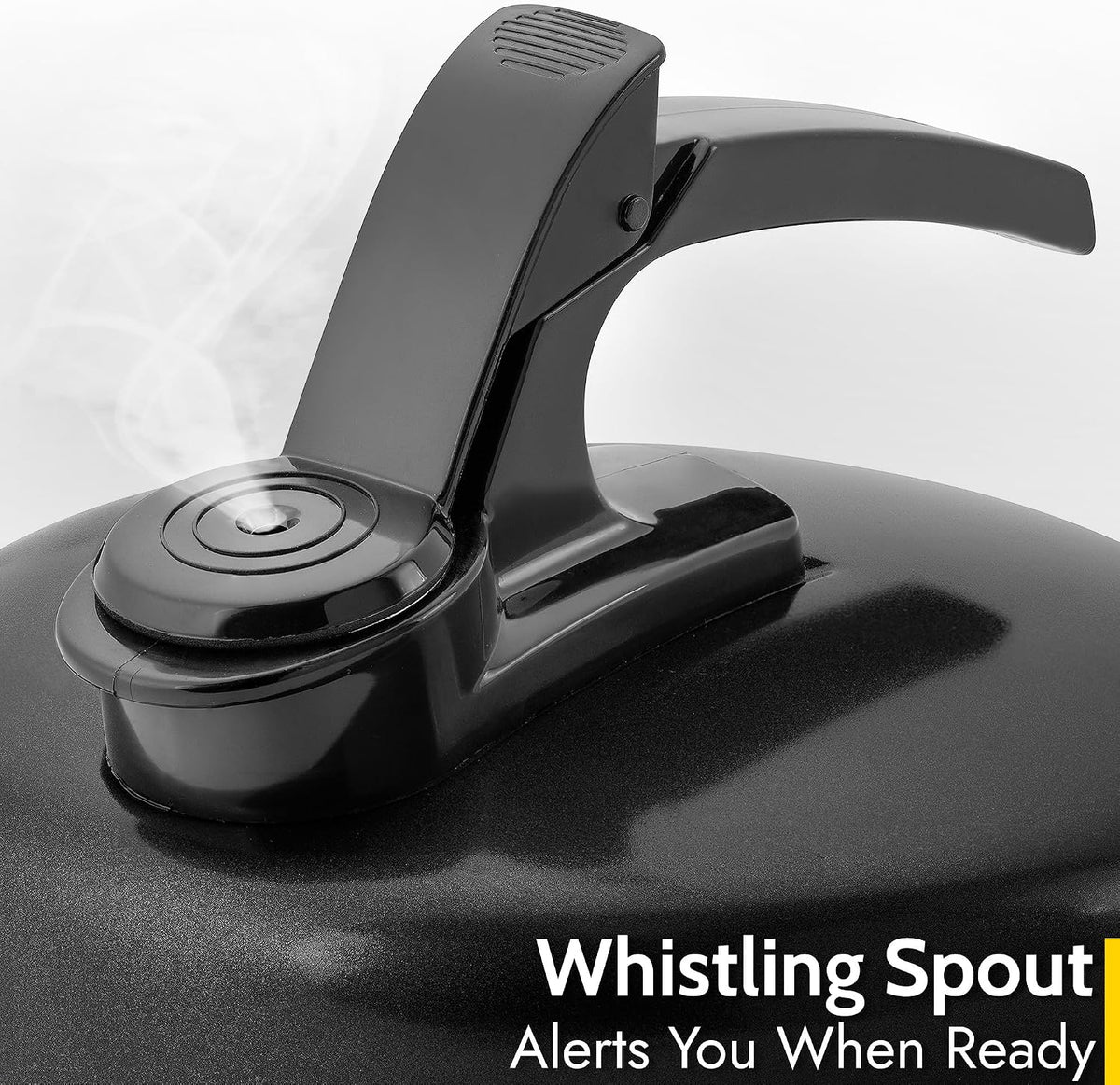 Trail 1L Whistling Camping Kettle – Black – push-opening whistling spout detail