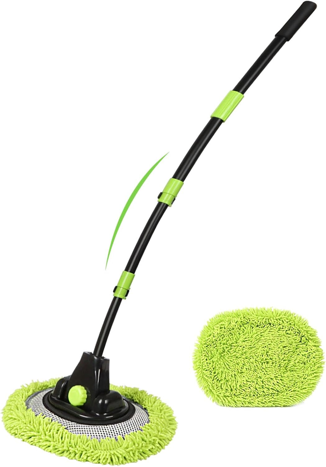 4 Sections 15°Car Wash Brush 51.6” 131Cm with Telescopic Aluminum Alloy Long Handle Denser Chenille Microfiber Detail Washing Mop for Exterior Interior Car RV SUV Truck Boat Solar Panel House Clean