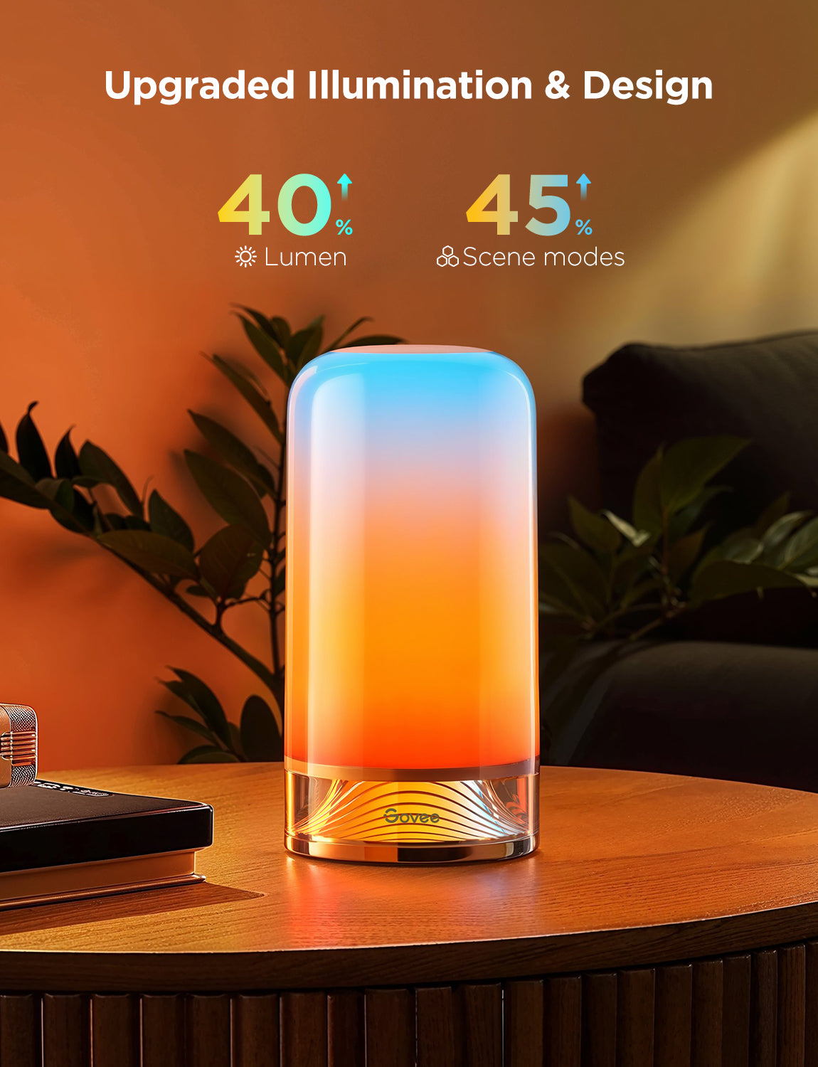Color-changing LED lamp for van life, 40% brighter lumen, 45+ scene modes, cozy ambient lighting