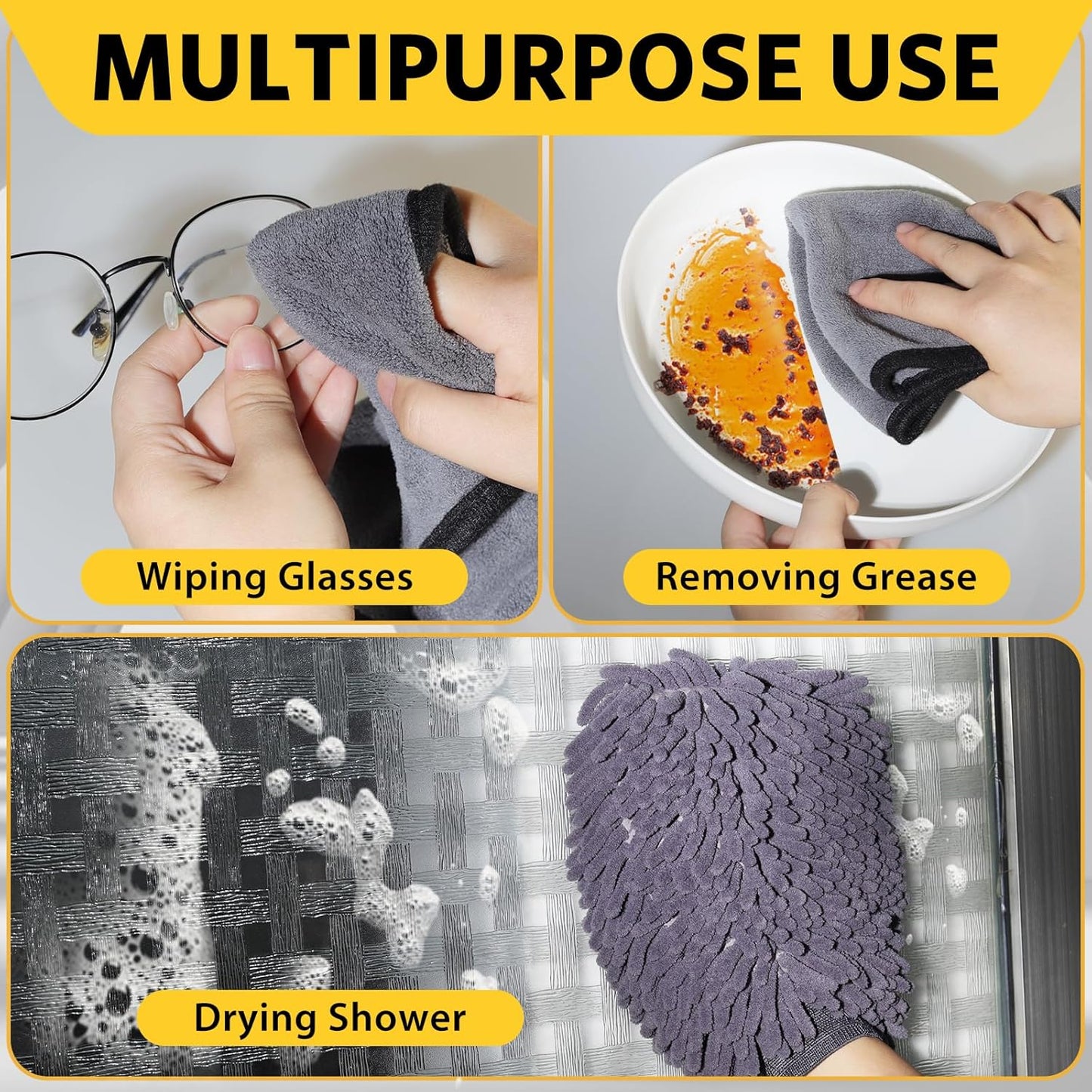 5 Pcs Car Washing Kit with 3X Microfibre Cleaning Cloth and 2Er Microfibre Wash Mitt, Dual-Sided Ultra Soft Drying Towels and Gloves for Car Care, Polishing, 600GSM, 40X30Cm