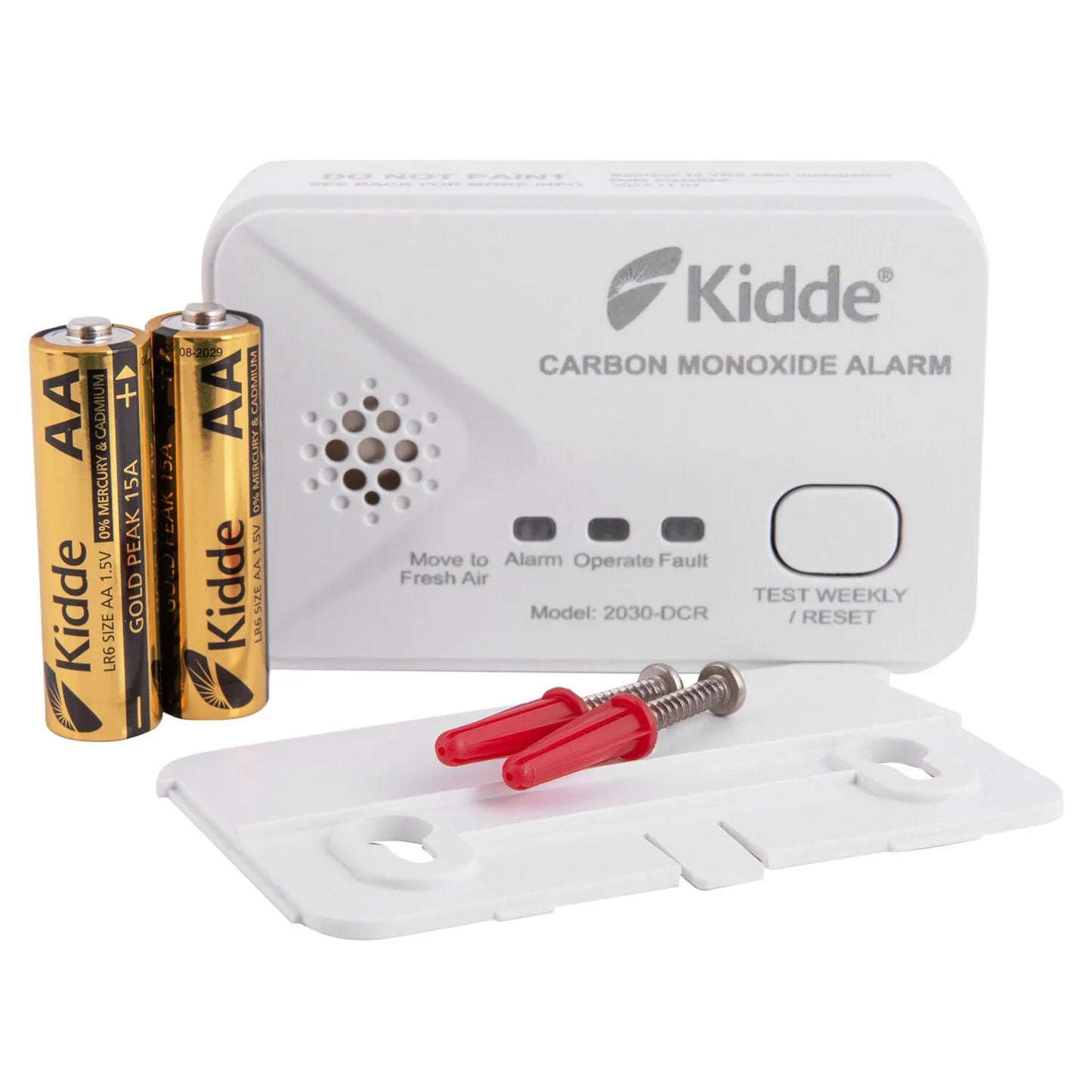 Kidde carbon monoxide alarm with AA batteries and mounting kit for van life safety