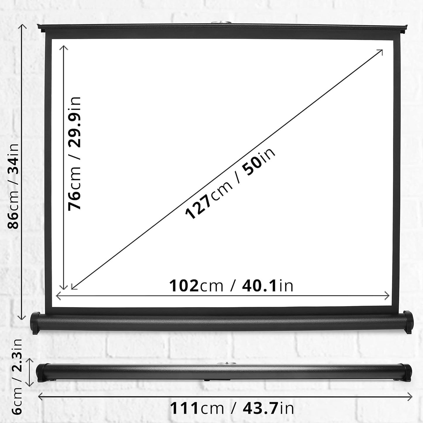 50-inch portable projector screen for van life, camping, and outdoor movie nights with compact roll-up design