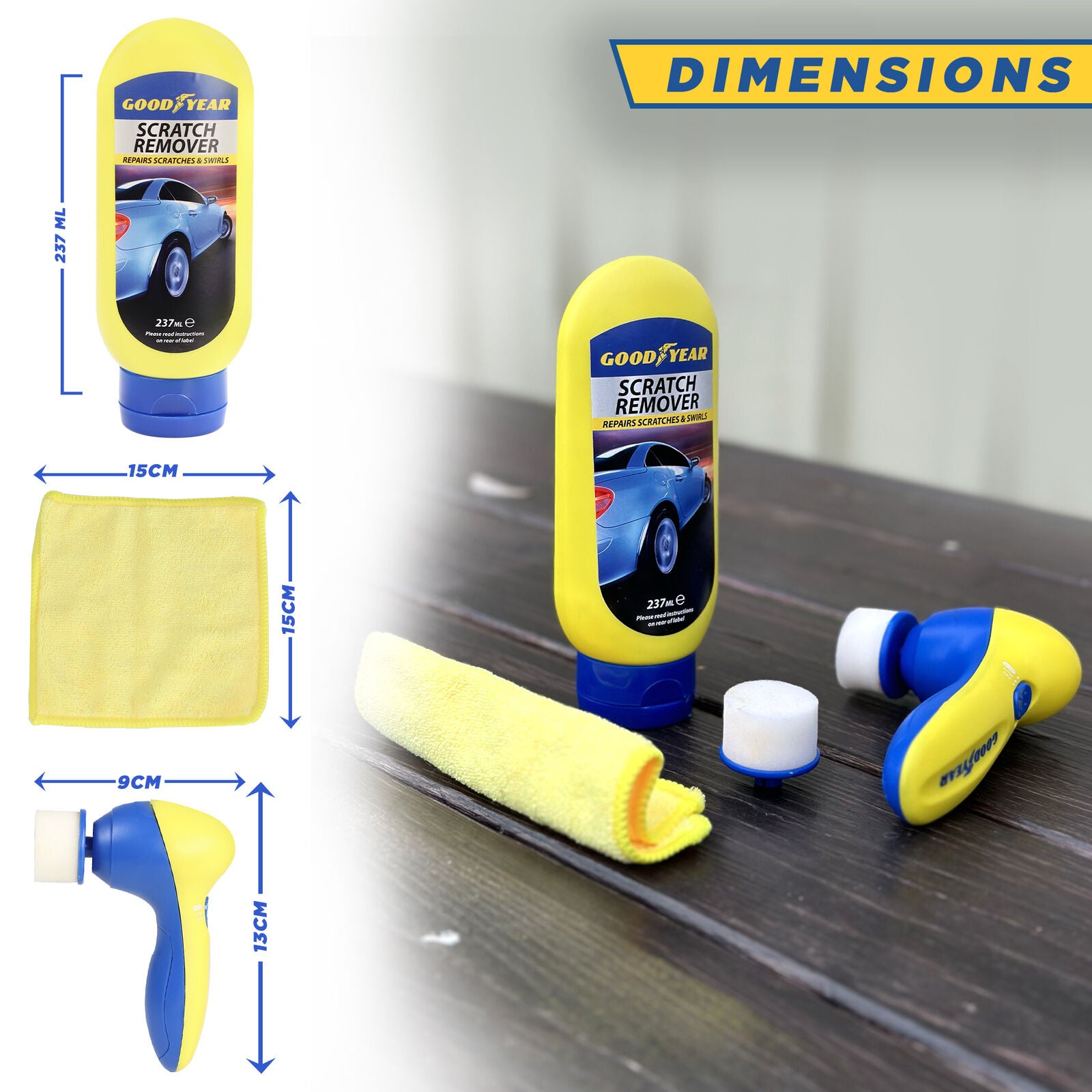 Goodyear Scratch Remover kit with applicator & microfiber cloth for van life car care essentials