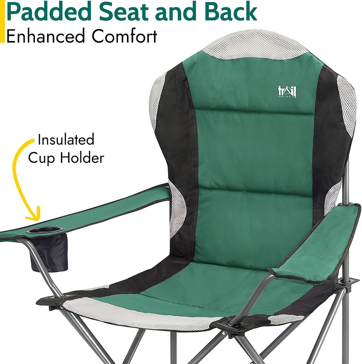 Trail Kestrel High Back Camping Chair, Green