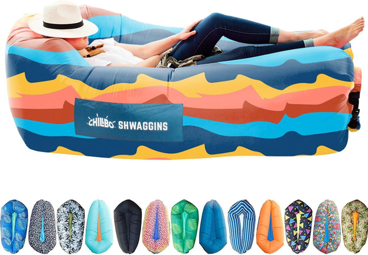 SHWAGGINS Baggins Best Inflatable Lounger Hammock Air Sofa and Pool Float Ships Fast! IDEAL OUTDOOR GIFT Air Lounger for Indoor or Outdoor Use or Inflatable Chair for Camping Picnics Festivals
