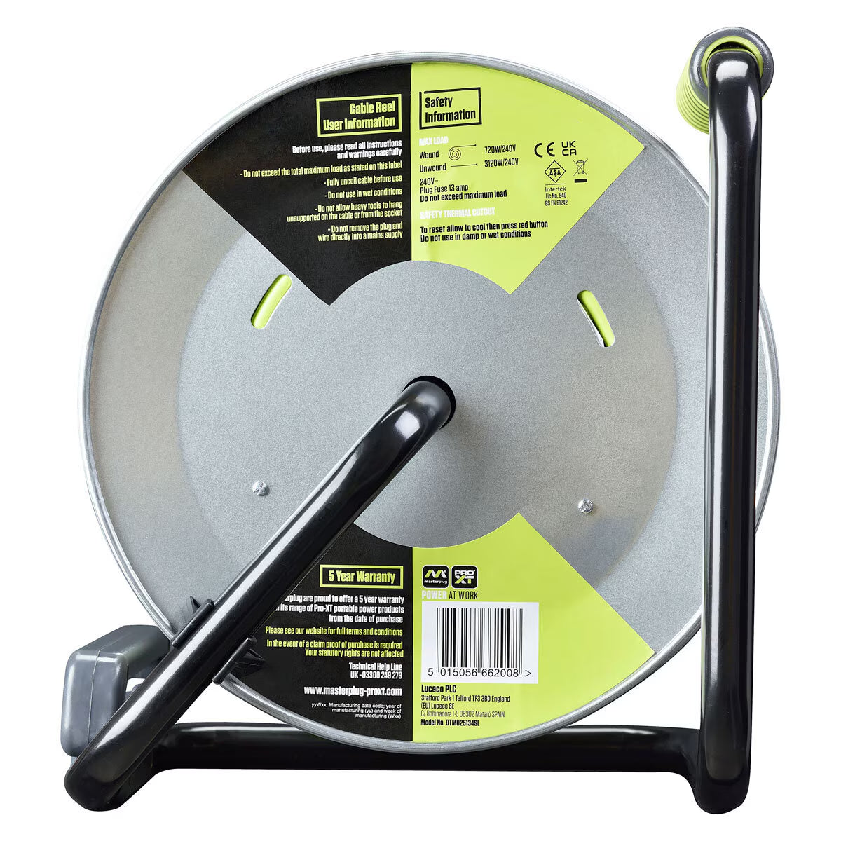 Portable 240V cable reel for van life & outdoor adventures, UK safety certified, 5-year warranty