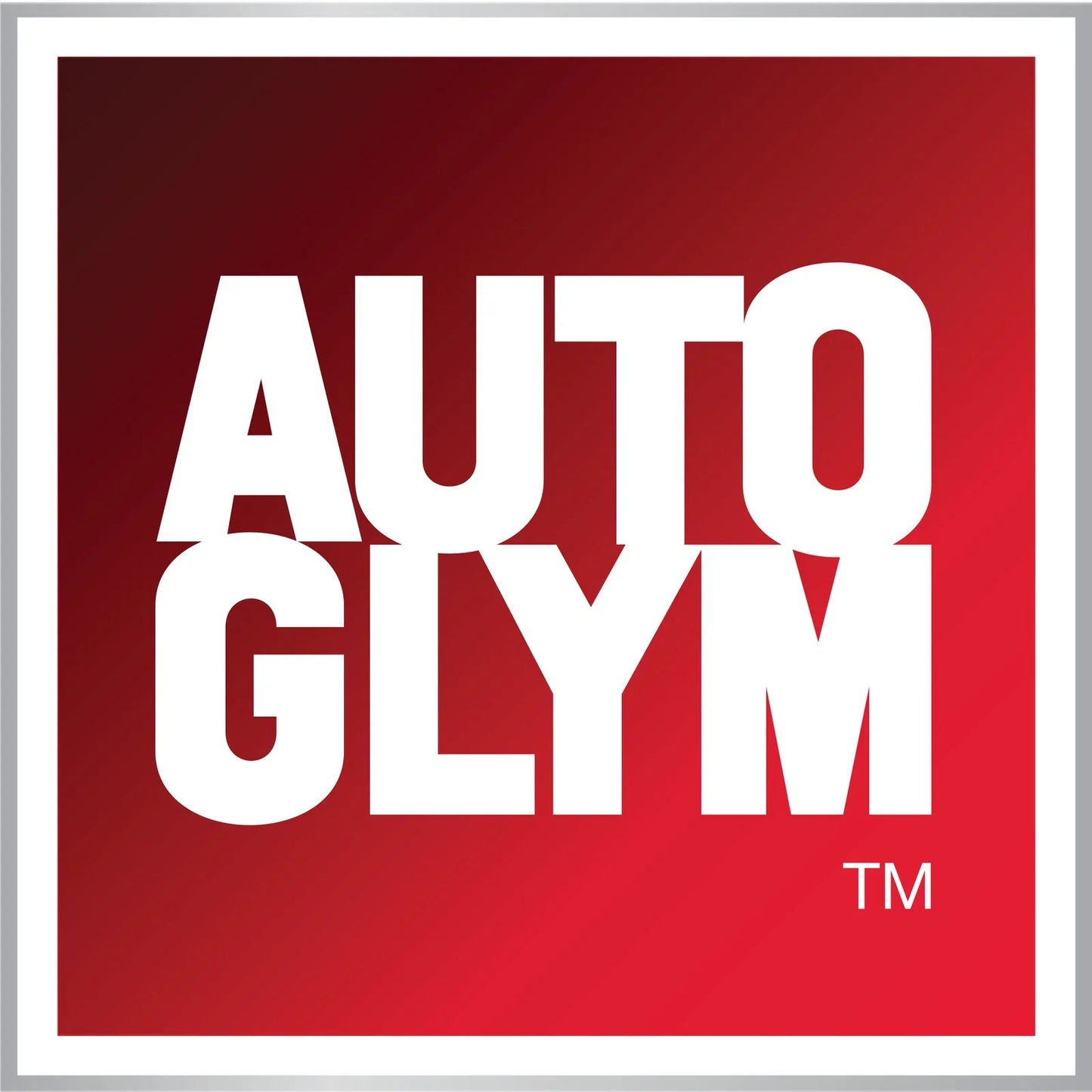 Auto Glym logo on red gradient background, brand for van life car care products