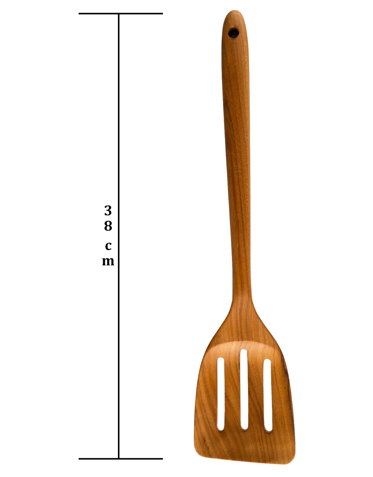 38cm wooden slotted spatula for van life cooking and outdoor adventures