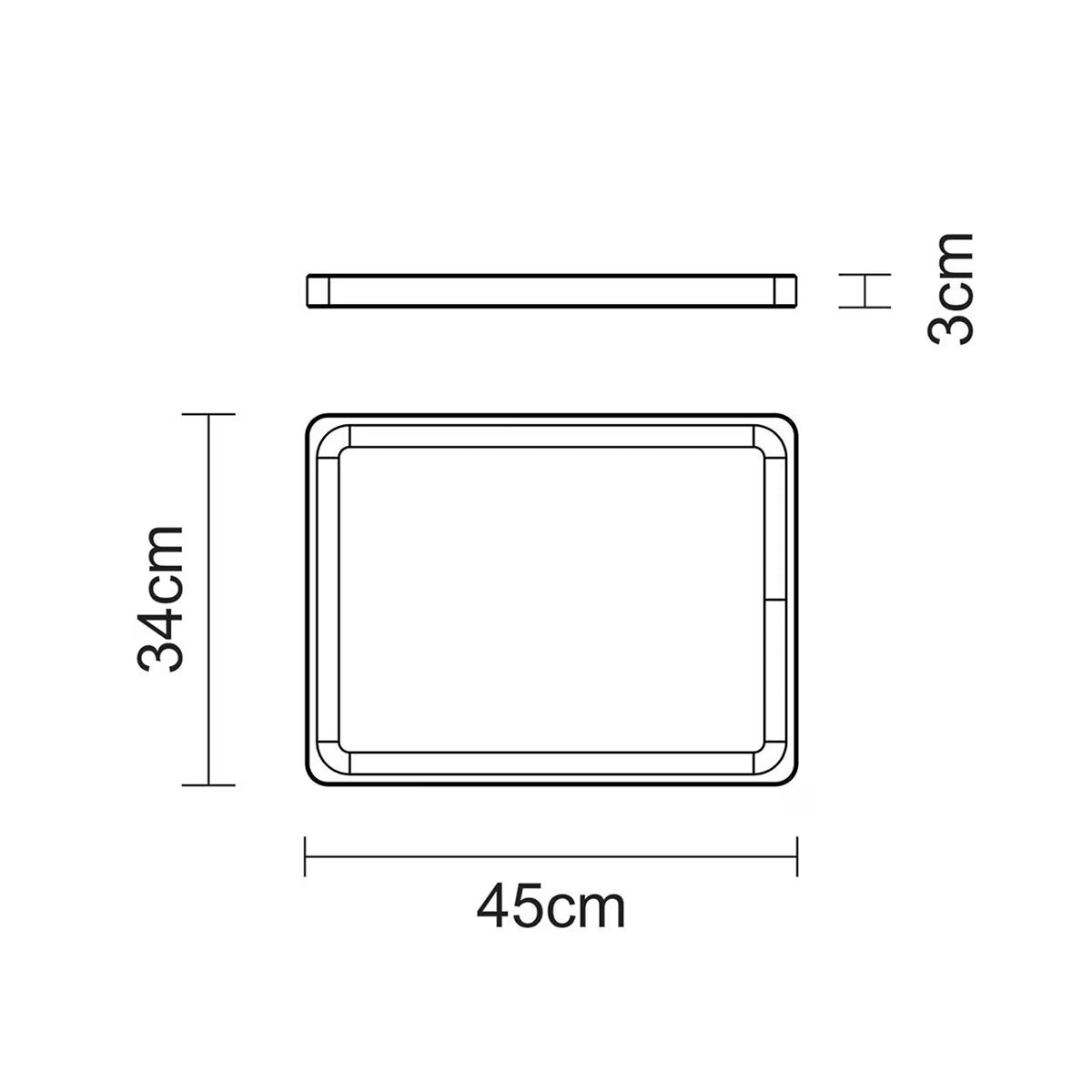 45x34cm van life storage tray with 3cm depth, ideal for camper van organization and compact living