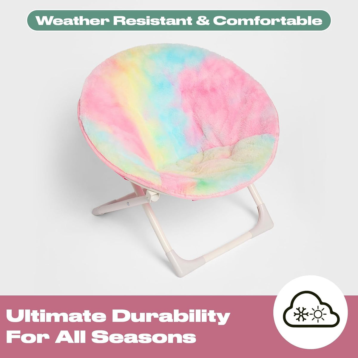 Kids' Tie-Dye Folding Moon Chair – soft round seat and frame
