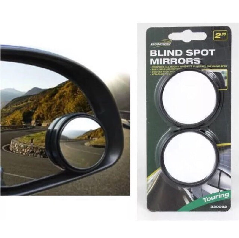 2-inch blind spot mirrors for van life, enhancing road safety with wide-angle view on winding mountain roads