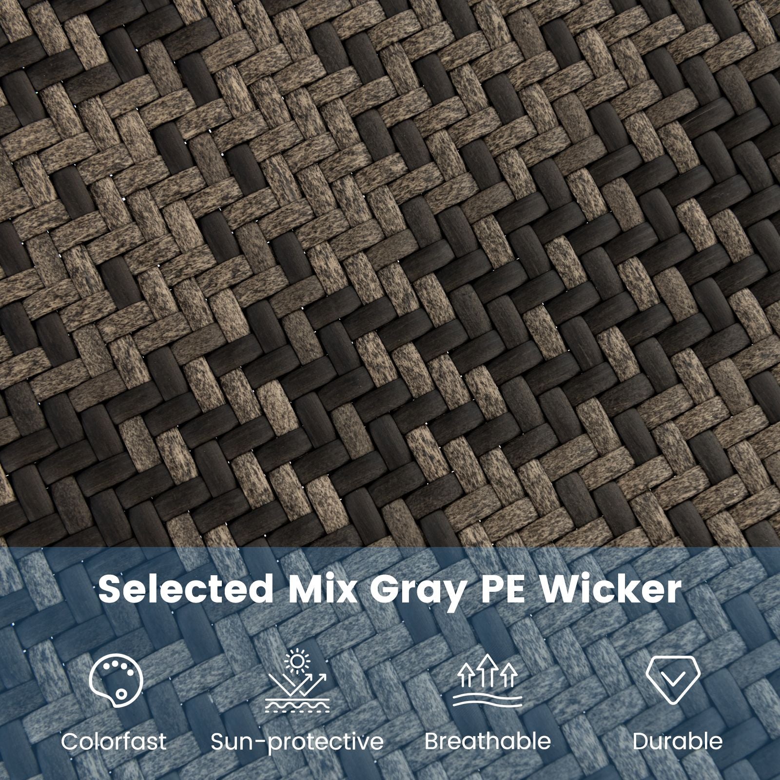 Mix gray PE wicker weave texture, durable & sun-protective for van life gear