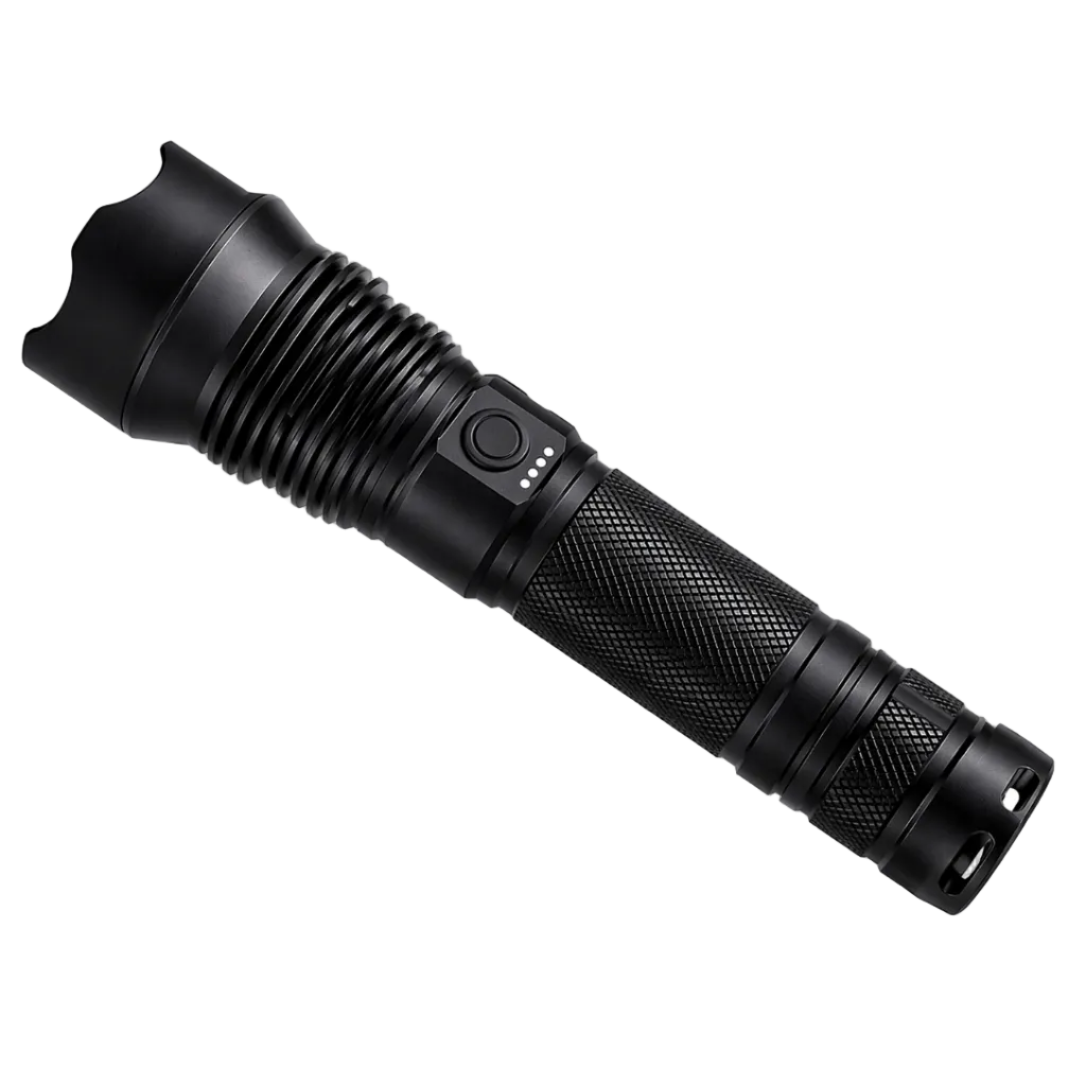 High-power LED flashlight for van life, camping, and outdoor adventures — durable, compact, and rechargeable.