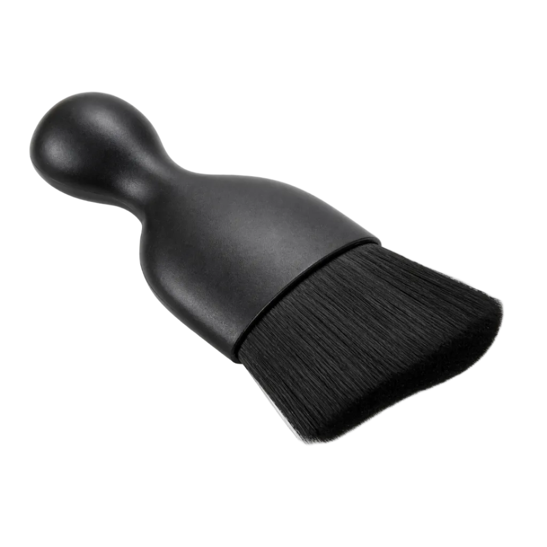 Black dusting brush for van life cleaning, compact design for camper van accessories