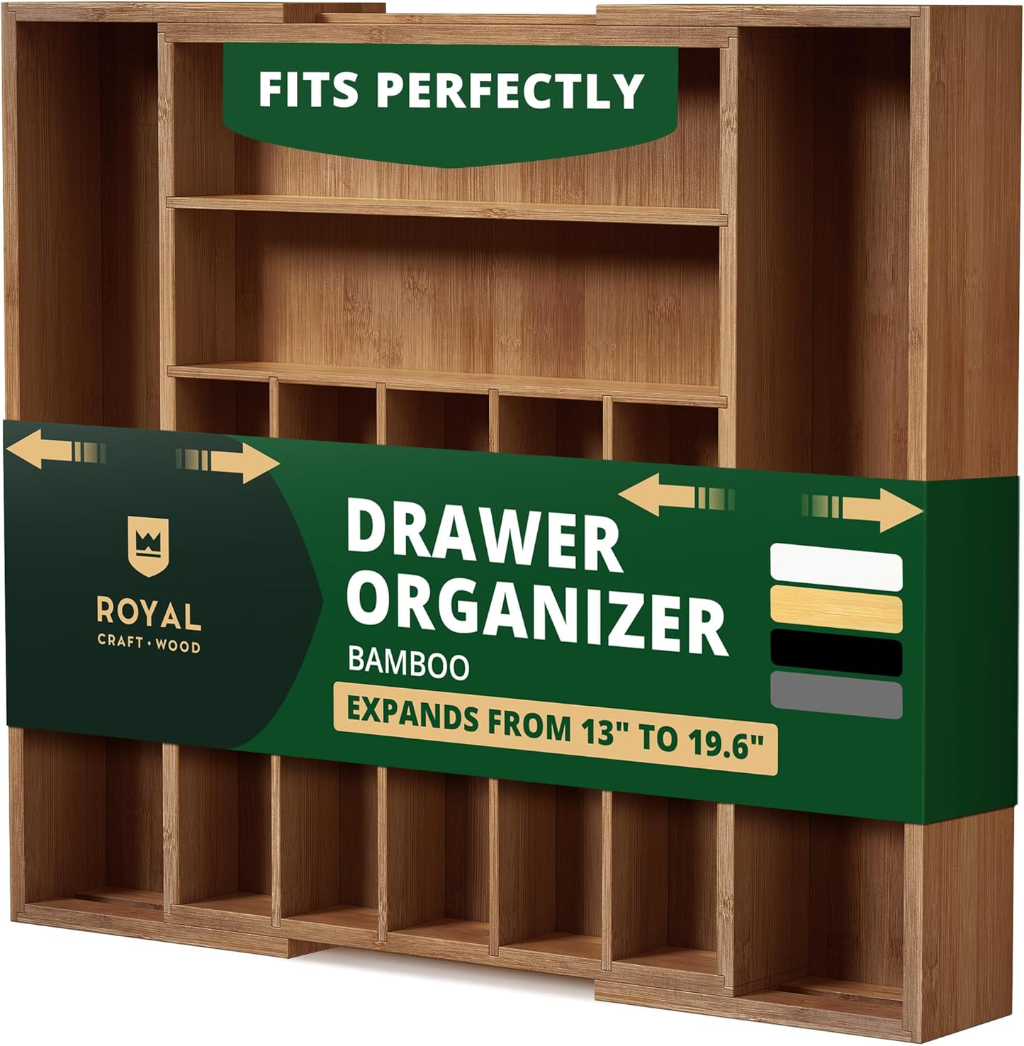 Bamboo drawer organizer expands 13" to 19.6", fits perfectly in van life storage