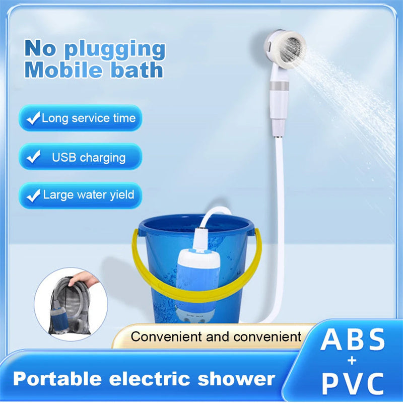 Portable electric shower for van life, USB charged, no plugging mobile bath with large water yield
