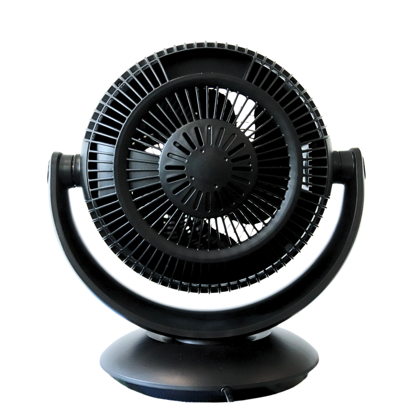 Compact black oscillating fan for van life, camper vans, and outdoor adventures