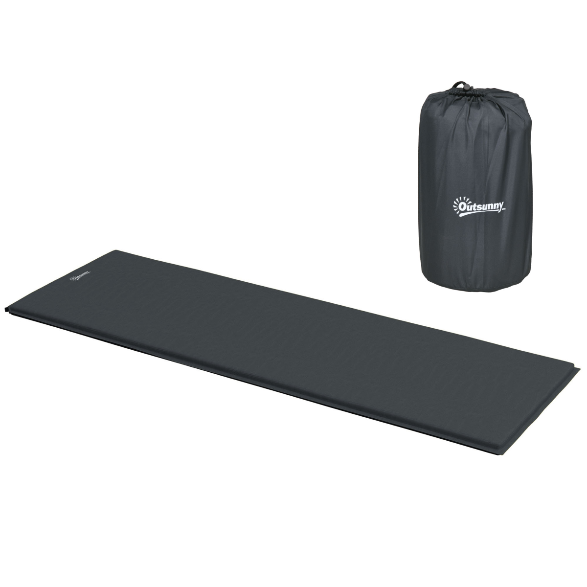 Compact black camping mattress with carry bag, ideal for van life and outdoor adventures
