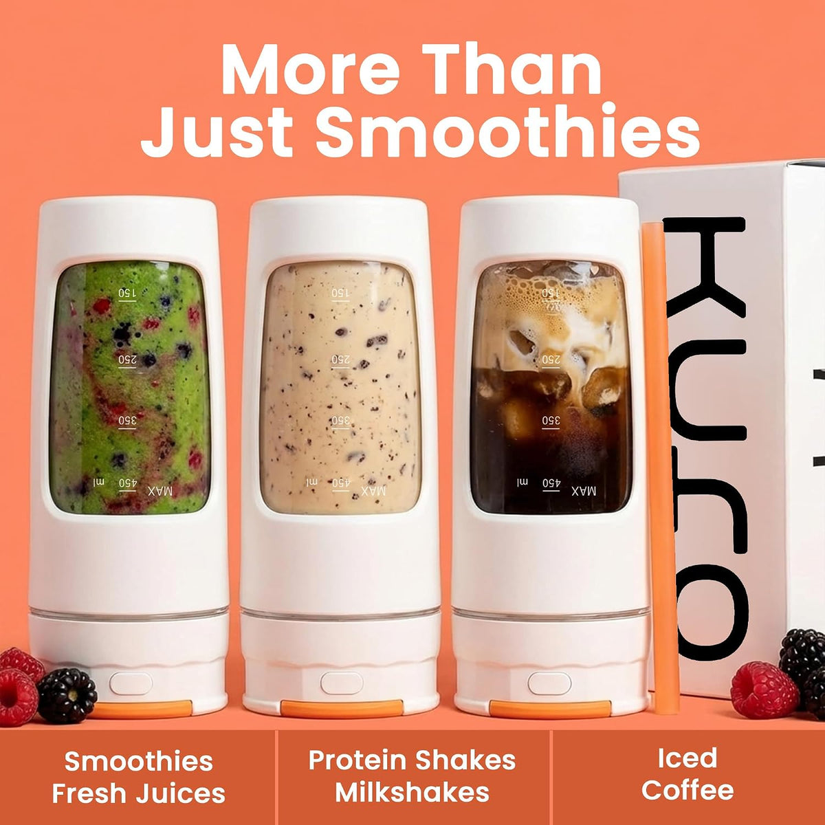 450ml USB-C Portable Blender – smoothie and drink examples