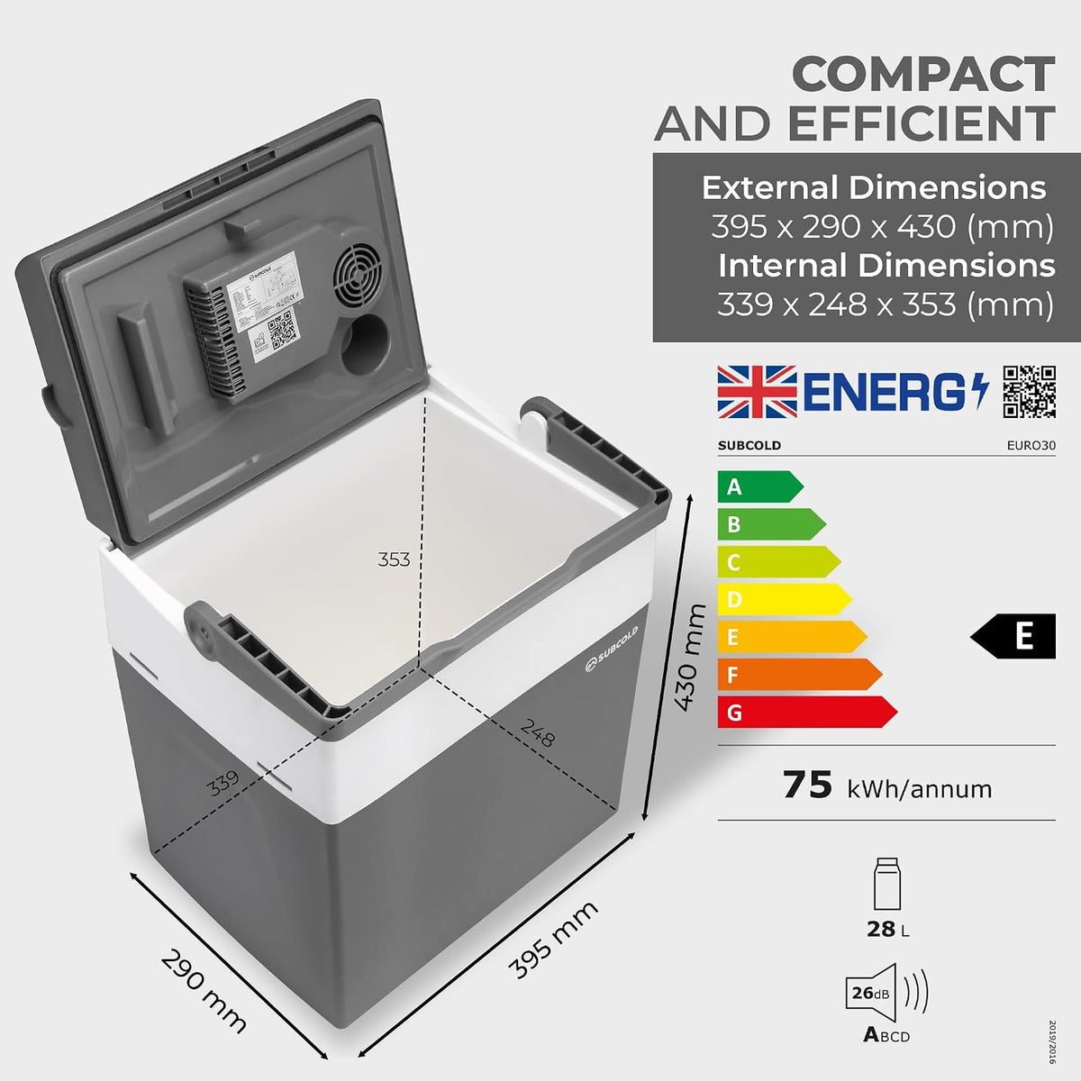 Euro30 Electric Cool Box | 28L | 12V/240V | Holds 45 Cans