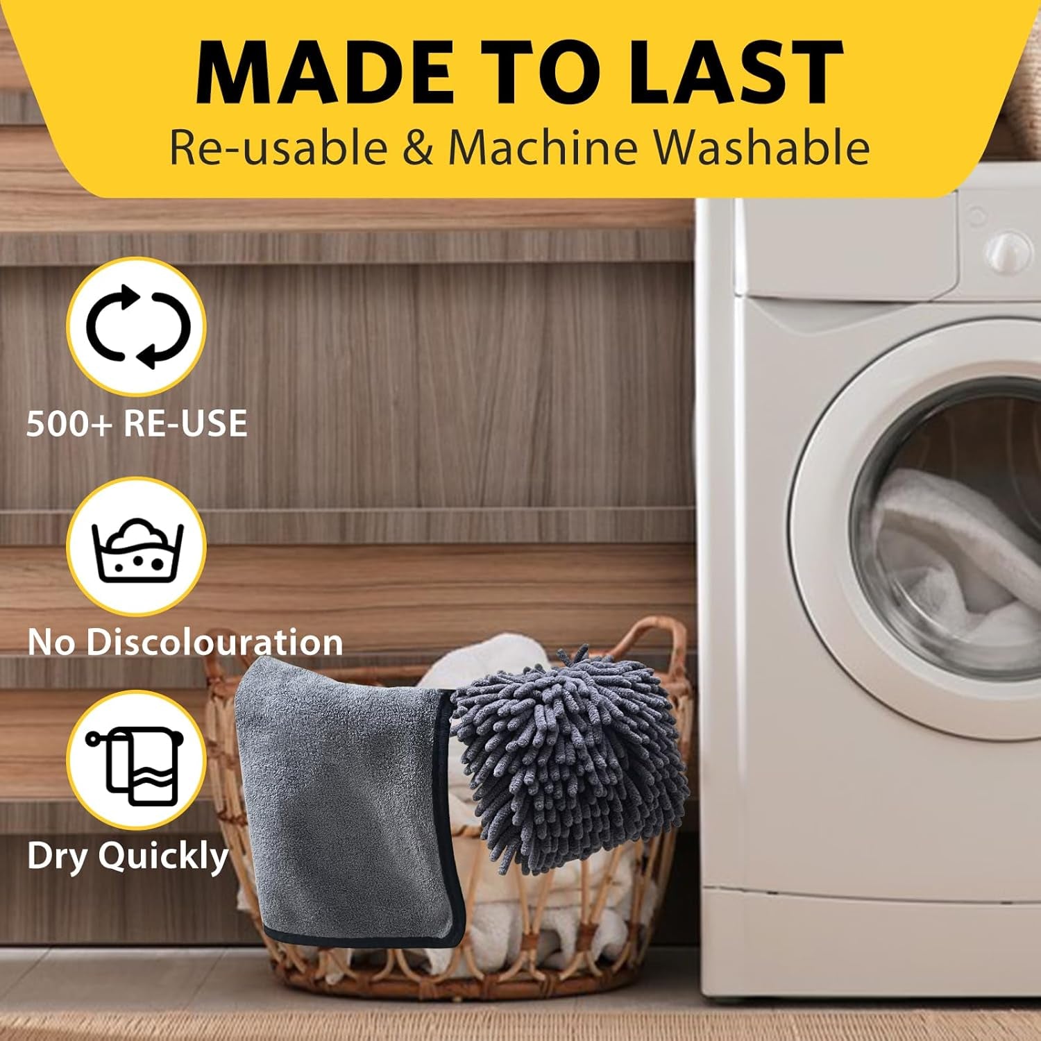 5 Pcs Car Washing Kit with 3X Microfibre Cleaning Cloth and 2Er Microfibre Wash Mitt, Dual-Sided Ultra Soft Drying Towels and Gloves for Car Care, Polishing, 600GSM, 40X30Cm