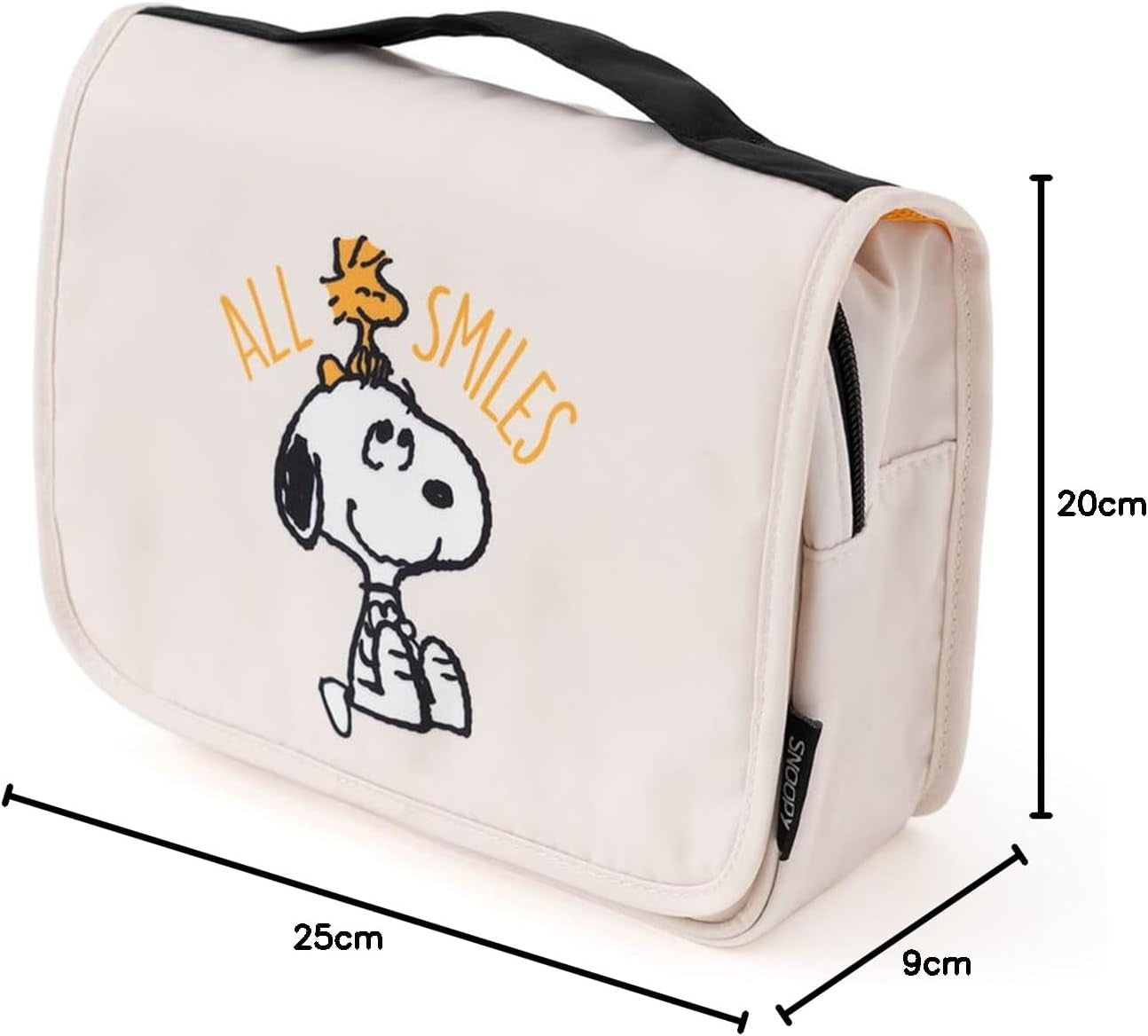 Snoopy & Woodstock 'All Smiles' travel toiletry bag, 25x20x9cm, van life essentials